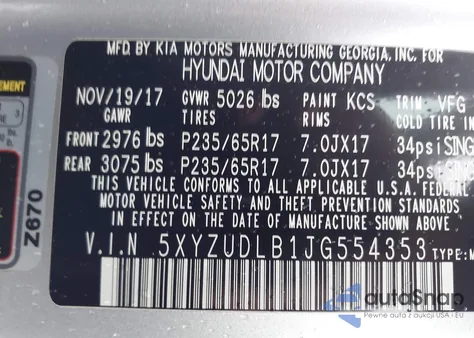 2018 Hyundai Santa Fe Sport 2.4L из США, поврежденный, VIN 5XYZUDLB1JG554353